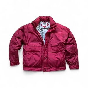 Vintage Down Designs L 42/44 Red Puffer Taslon Hooded Jacket Made In ROC Taiwan